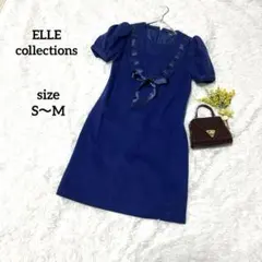 ヴィンテージ 膝丈ワンピース ウール100% バルーンスリーブ 半袖 上品 M