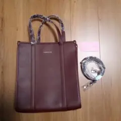 サマンサベガ 2WAYトートバッグ グレー ショルダー付き 縦型　ブラウン