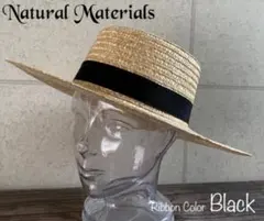 送料込 帽子 つば広 カンカン帽 麦わら ストローハット 日よけ 春 夏 bk