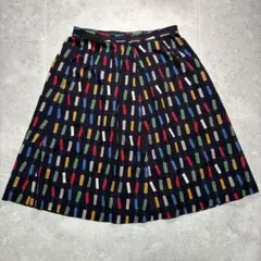 vintage 레트로 총 무늬 롱 플레어 스커트 기하학 멀티 컬러