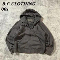 00s B.C.CLOTHINGボア裏地フルジップパーカーフーディチャコールM