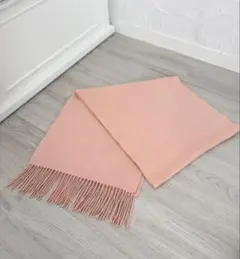 値下げ　カシミヤ入り　 ピンク フリンジ付き マフラー