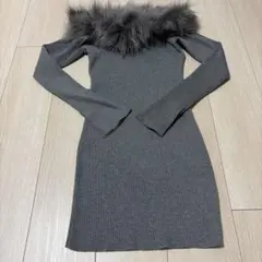 GRL ファー付きオフショルワンピース