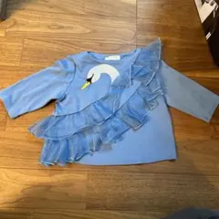 シャラビア　水色 白鳥刺繍 フリル付き トップス 6