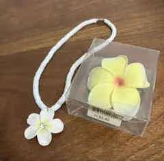 プルメリアの花 ネックレスとヘアクリップセット