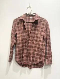 ユニクロ 長袖シャツ ピンク系チェック S