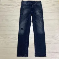 【DIESEL】W26 ダメージ加工 ストレッチデニム スリム ジーンズ 濃紺のサムネイル