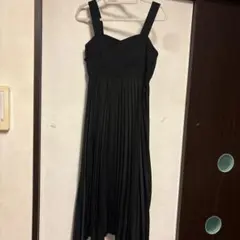 ブラック プリーツ ロングワンピース