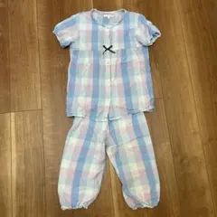 150cm チェック柄半袖パジャマ 7分丈パンツ　女児　夏