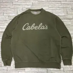 Cabela’s スウェット グリーン フロントロゴ M ダメージ