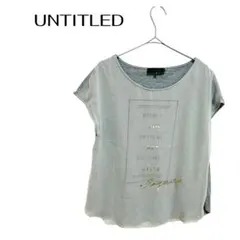 B0702UNTITLED 半袖ブラウスTシャツ.Uネック　プリントシアー