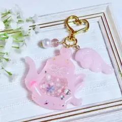 15 シャカシャカキーホルダー　レジン シェイカー　ティータイム　キュート