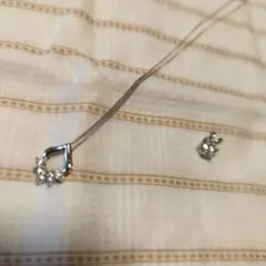 ティアドロップ風ペンダントネックレスと、大きめ一粒ペンダントトップのセット