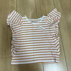 kate spade オレンジと白のストライプ Tシャツ 100