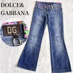 Dolce & Gabbana 刺繍デニムパンツ 34 スタッズハワイ 狛犬 花 - メルカリ