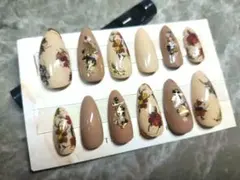 ⑱グレージュ、ベージュ ネイルチップ12枚セット