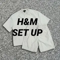 【H&M】テック系セットアップ 半袖シャツ＆ハーフパンツ グレー M ストリートのサムネイル
