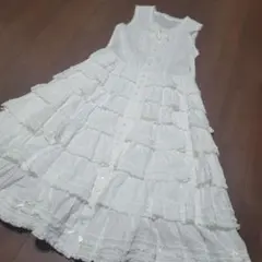 ピンクハウス　新品　ホワイトフリルティアードワンピース