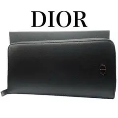 未使用級 DIOR HOMME ラウンドファスナー長財布 小銭入れ 黒 カーフ