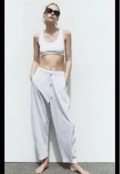 ZARA キャロットフィットジョガーパンツ　グレー