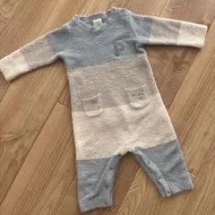 【匿名配送】青　ジェラートピケ　ロンパース　80〜90