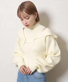 ハイネックボレロニット【イエロー】
