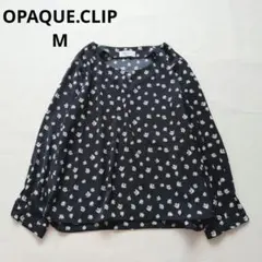 OPAQUE.CLIP ワールド 花柄 長袖 ブラウス ネイビ М ビジネスのサムネイル