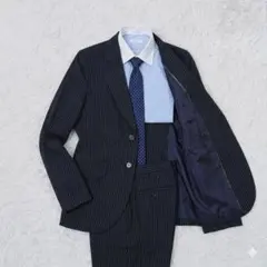 美品 ポールスミスブラック L パンツスーツ ピンストライプ セットアップ 紺