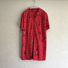 美品【Leilianレリアン】赤柄・ポリエステル・L・プルオーバー半袖チュニックのサムネイル
