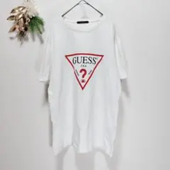 ゲス トライアングルロゴ Tシャツ ホワイト L コットン100% L ゆったりのサムネイル