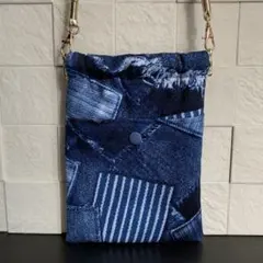 【ハンドメイド】バネ口ショルダースマホポーチ/サコッシュ【現品限り】