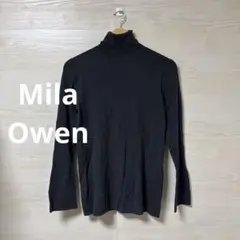 Mila Owen★カフスディテール タートルネック リブニット フレア袖