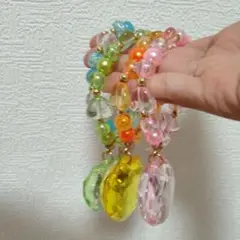 [値下げ中]カラフルビーズブレスレット ハート型