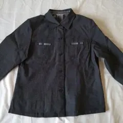 ジャケット　デニム風✕ストライプ　肩パッド入り