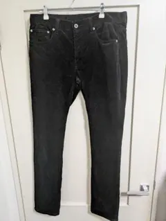 美品GUジーユー ブラック コーデュロイパンツ スリムフィットパンツ