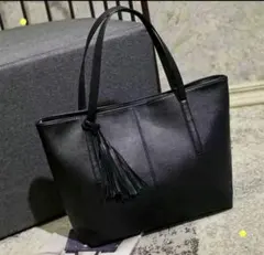 トートバッグ 上品 レザー ブラック ビジネスバック タッセル付き メンズ