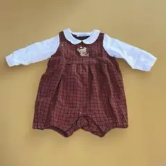 ファミリア チェック ロンパース 70