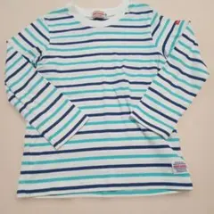 ミキハウス110ボーダー長袖カットソーロンT青ブルー男の子