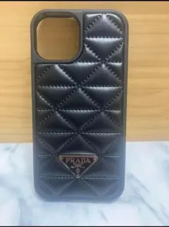 PRADA ブラックレザー 風　各種iPhoneケース