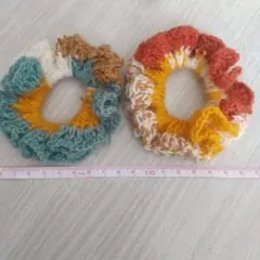 カラフルニットフリルシュシュ2個セット