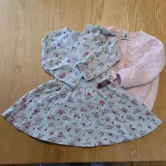 プチバトー花柄ワンピース、キルティングカーディガン 95cm