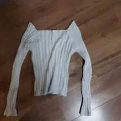 GRL ホワイト リブ編み オフショルダー 長袖セーター