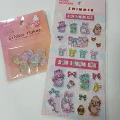 ♡新品２種類♡おはじきシール♡キラキラアニマル♡ぷくぷくシール♡SWIMMER♡