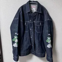 【超美品】OverPrint 花柄刺繍入りデニムジャケット M