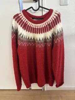 NIKO AND... ノルディック柄セーター レッド 長袖