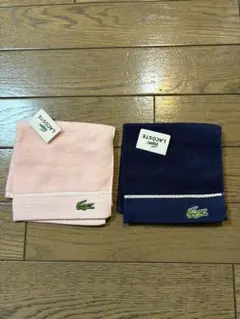 LACOSTE タオルハンカチ 2枚セット ピンク ネイビーのサムネイル