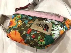 美品 グッチ×ノースフェイス GGキャンバス キャンバス ウエストポーチ GUCCI x THE NORTH FACE グッチ ノースフェイス 第二弾 GGキャンバス