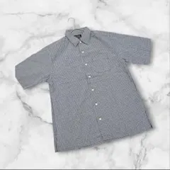 U.S.NAVAL 半袖シャツ　ブラック　チェック柄　綿100%メンズ　Mサイズ