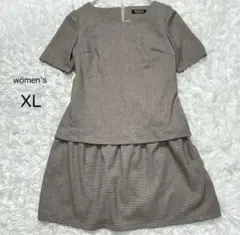 ラメ入り 千鳥格子 ワンピース【XL】大きい 上品 フォーマル セレモニー