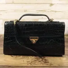 【r172s/k】ヒロココシノ クロコダイル　ハンドバッグ　ショルダーバッグのサムネイル